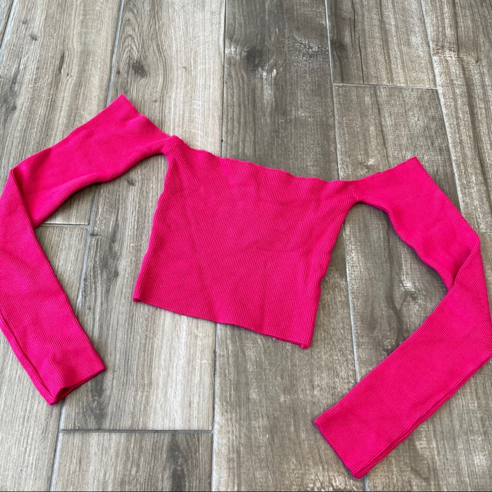 Vibrant Pink Off-Shoulder Crop Top